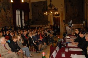 La Presidente della Camera dei deputati, Laura Boldrini, durante l'iniziativa "Le radici della nostra Repubblica. Trangoli di memoria" 