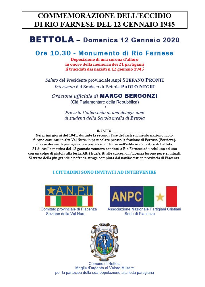 COMMEMORAZIONE DELL’ECCIDIO DI RIO FARNESE DEL 12 GENNAIO 1945 | ANPC ...